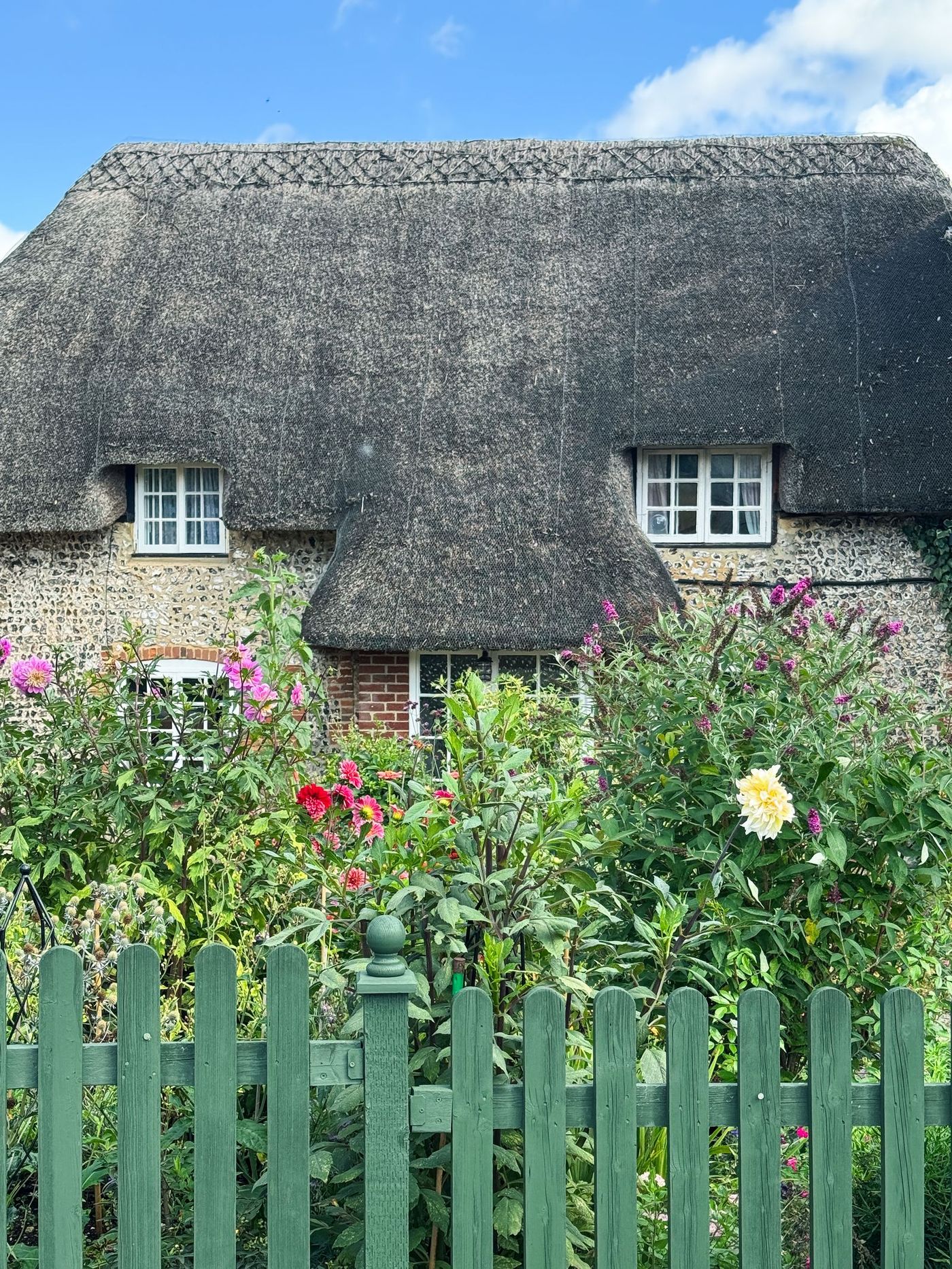 Home Thatched cottage with a flowering front garden